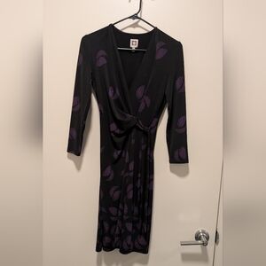 Anne Klein Black Dress with Red and Blue Accents